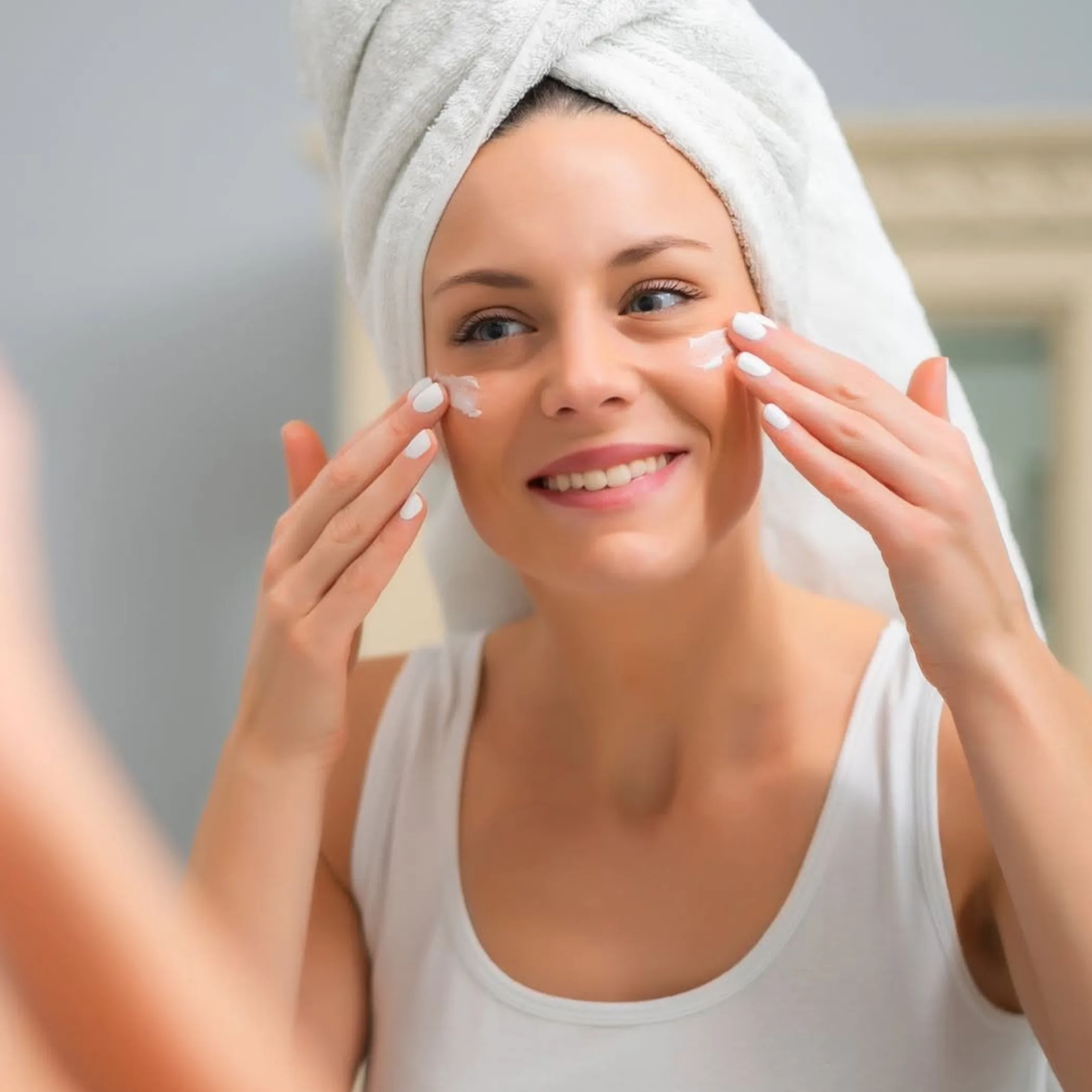 skincare products on white background