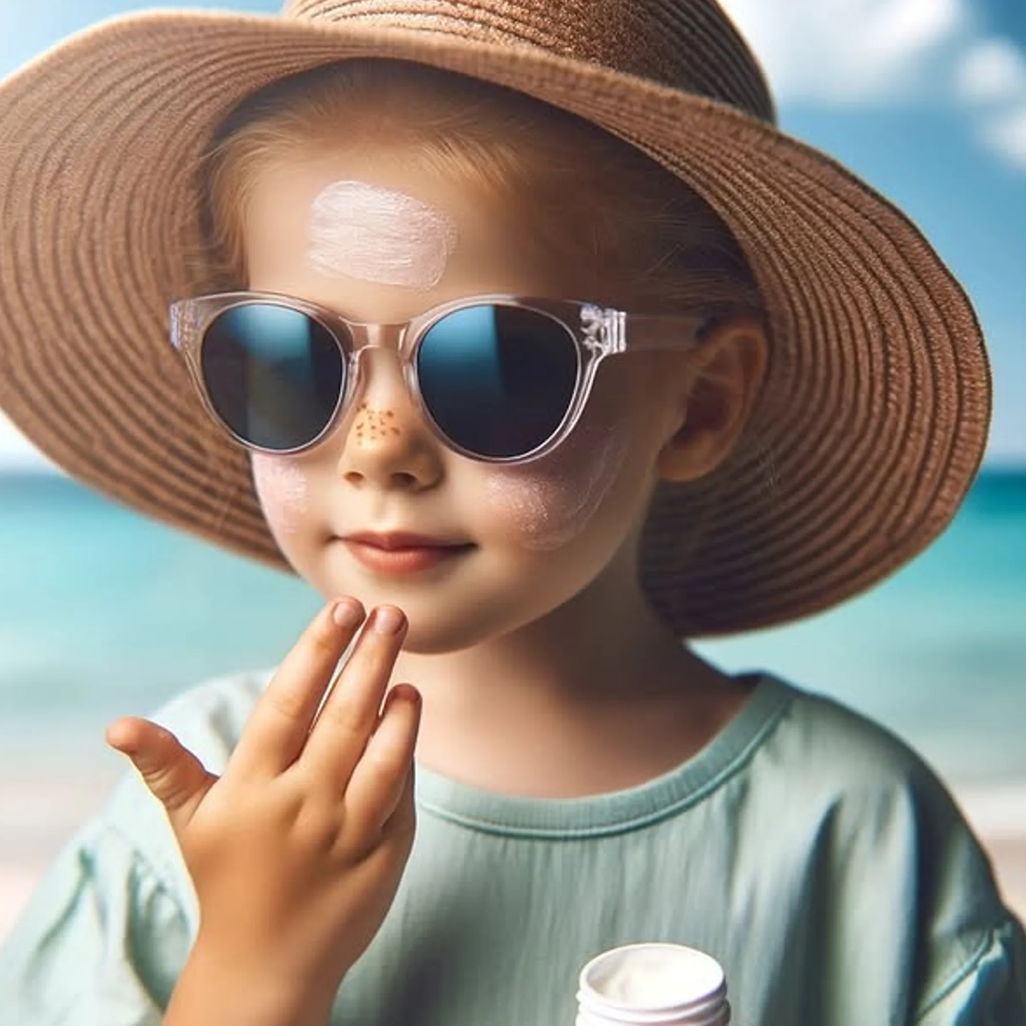 person applying sunscreen on face